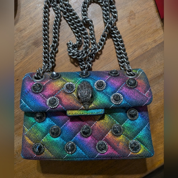 Kurt Geiger Handbags - Kurt Geiger London Jeweled Rainbow Kensington Bag - Metallic Denim